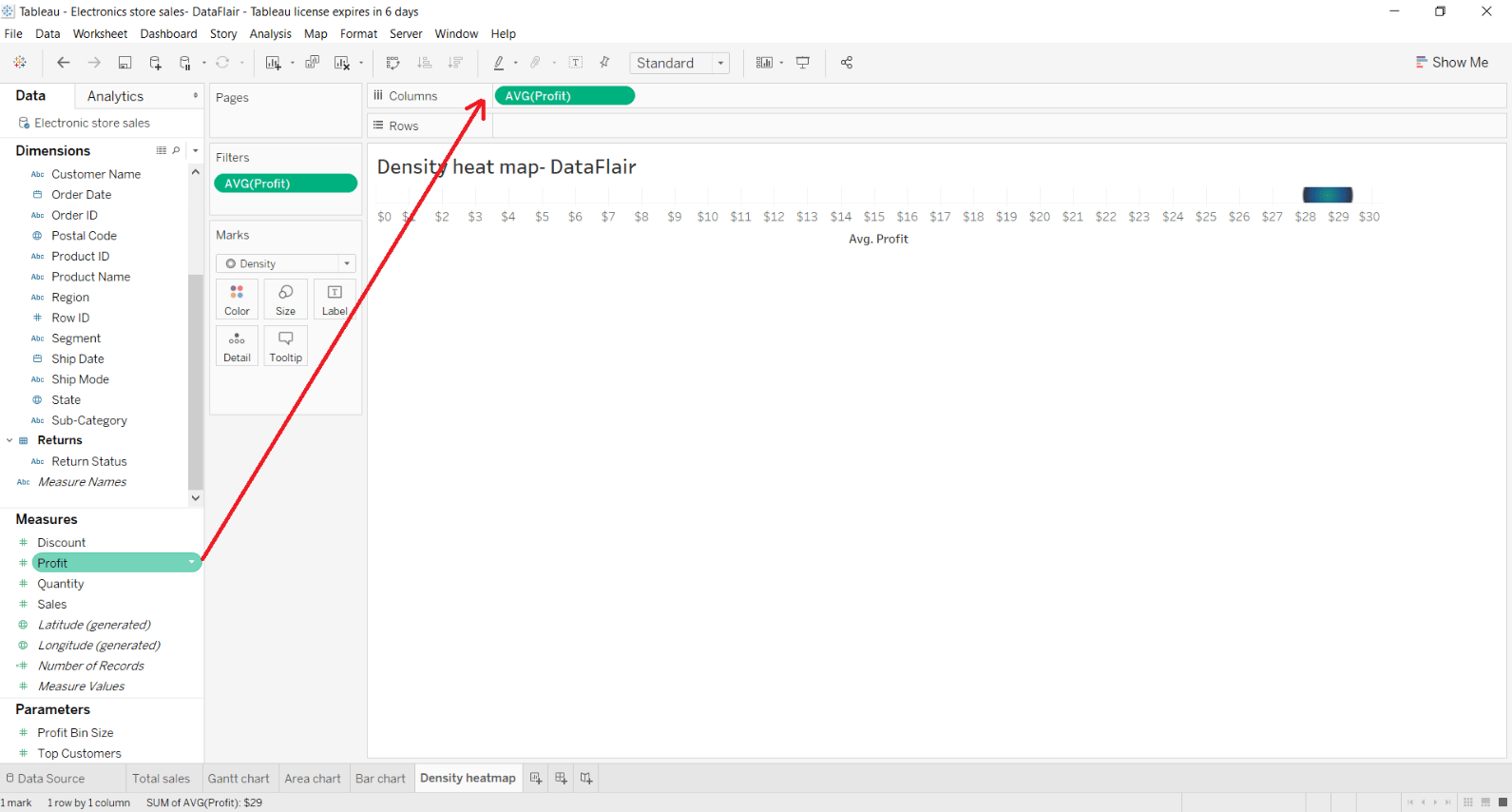 Tableau Heatmap: Add Profit Measure